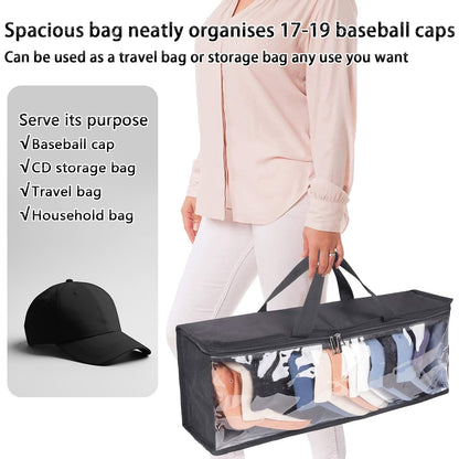 Baseball Cap Storage Organizer Transparent Dustproof Bag Holds 40 Hats – Clear