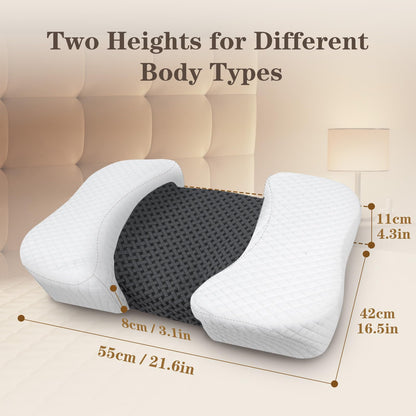 Memory Foam Pillow for Back Sleepers Anti-Aging Anti-Wrinkle Neck Support Removable Cover – Black