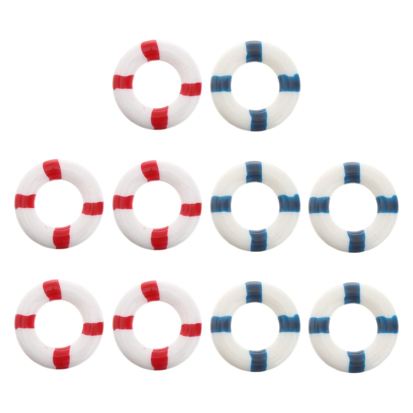 Mini Lifebuoy Decorations 10-Pack Wooden & Resin Nautical – Multicolour