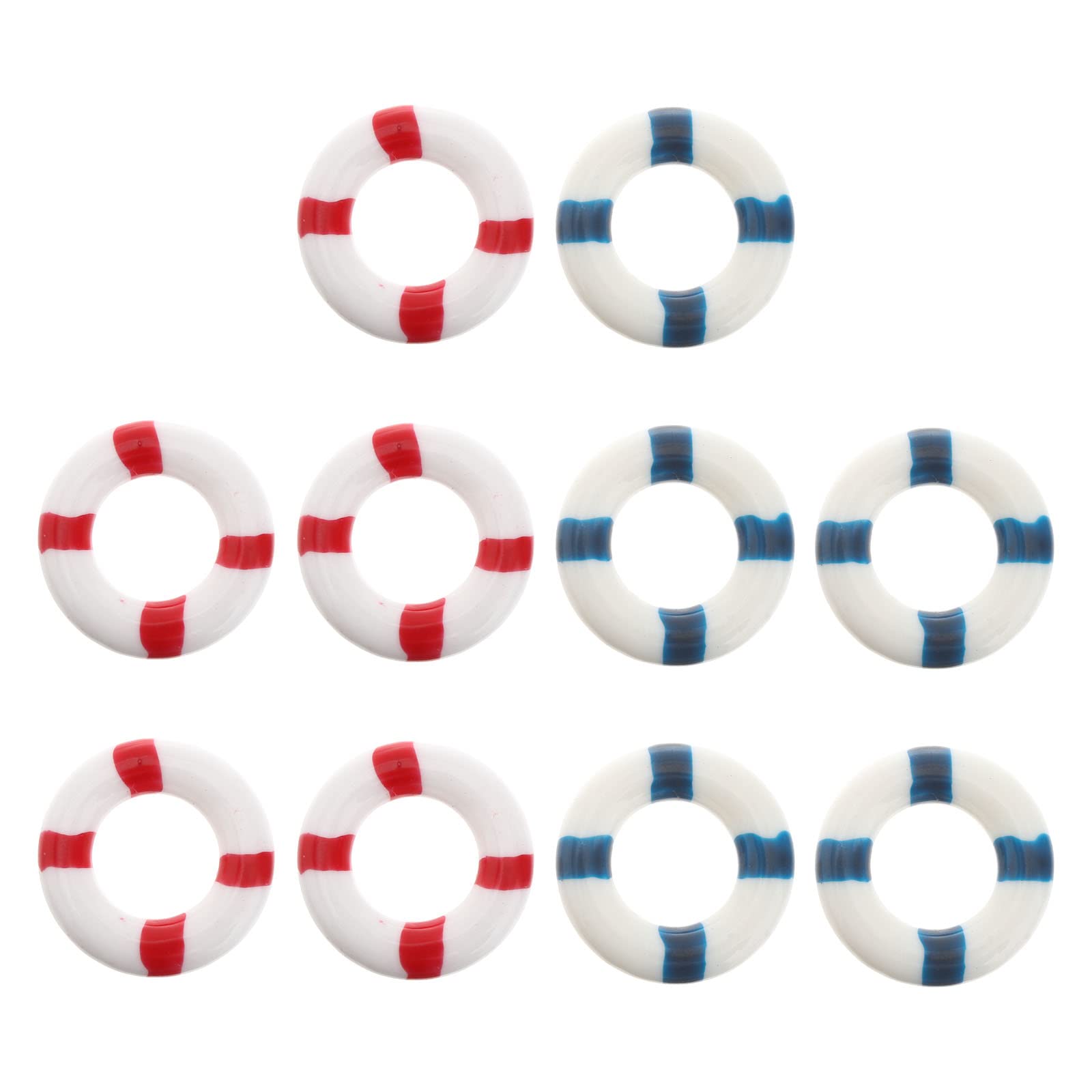 Mini Lifebuoy Decorations 10-Pack Wooden & Resin Nautical – Multicolour