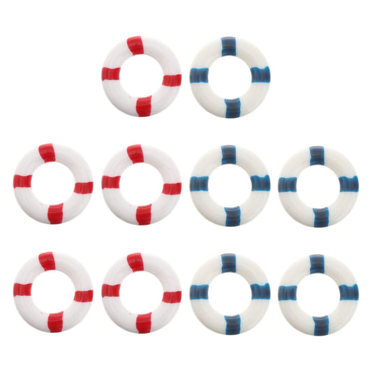 Mini Lifebuoy Decorations 10-Pack Wooden & Resin Nautical – Multicolour