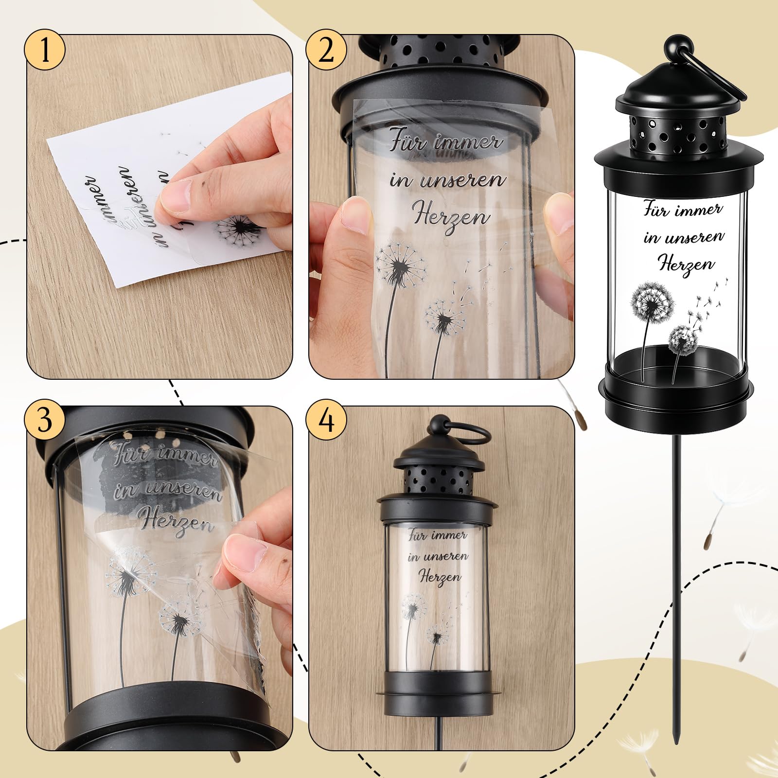 Grave Lantern Weatherproof with Ground Spike Memorial Stick Lantern 41.2cm – 41.2cm