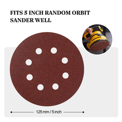 Selead 110-Piece 125mm Hook and Loop Sanding Discs P80 Grit – Round