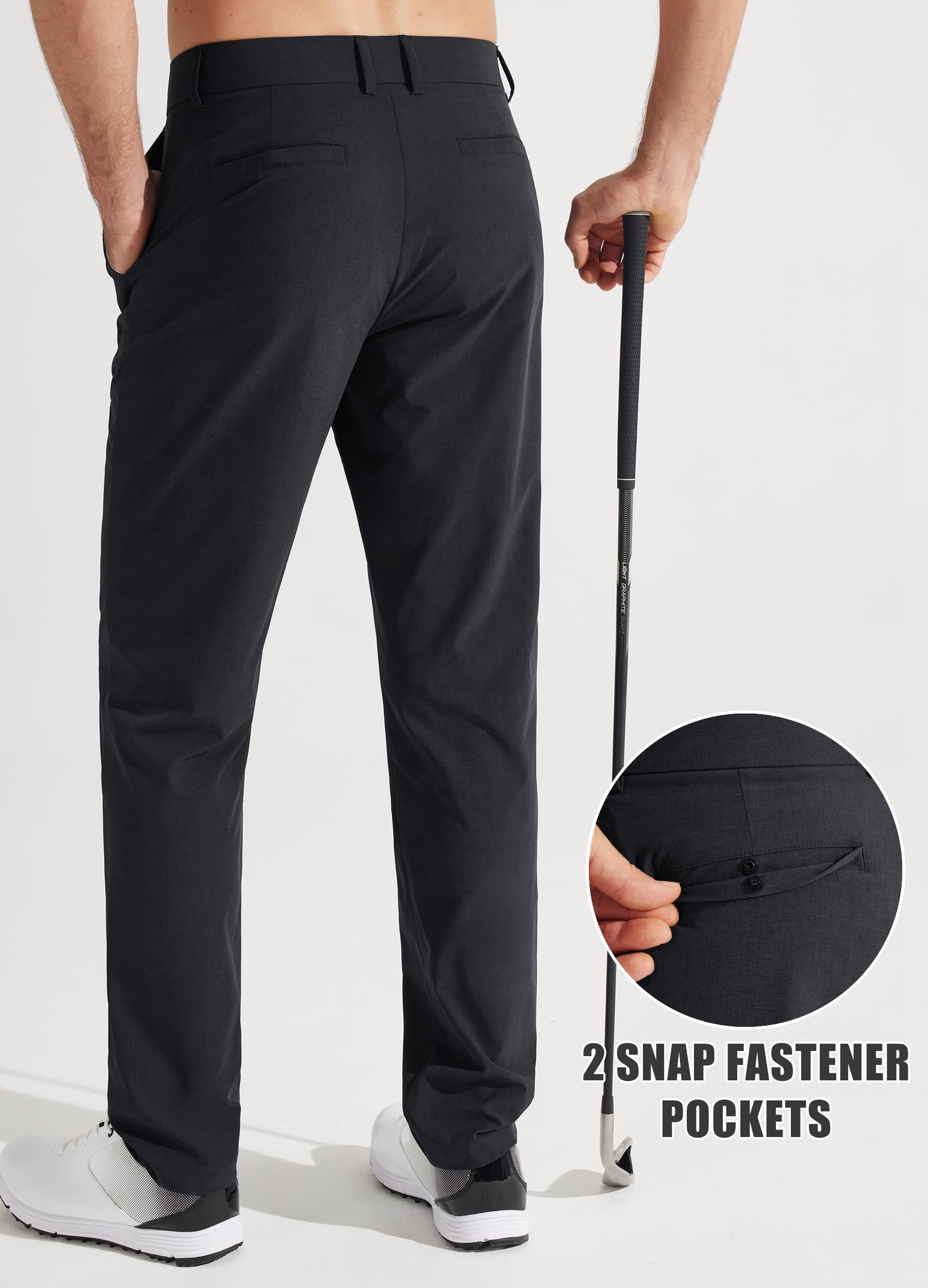 Libin Men's Slim Fit Stretch Work Dress Pants Quick Dry Lightweight – Black 30/32