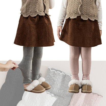 Thermal Tights Cotton-Lined Knitted Warm Leggings for Girls