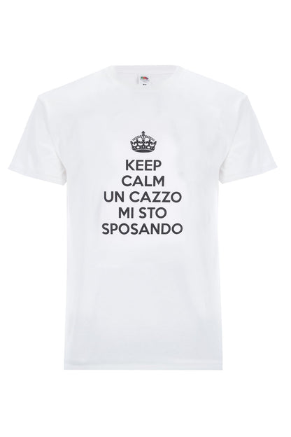 Novelty Stag Do T-Shirt Keep Calm Groom Design – White S