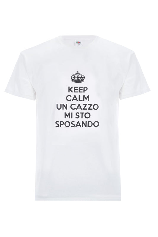Novelty Stag Do T-Shirt Keep Calm Groom Design – White S
