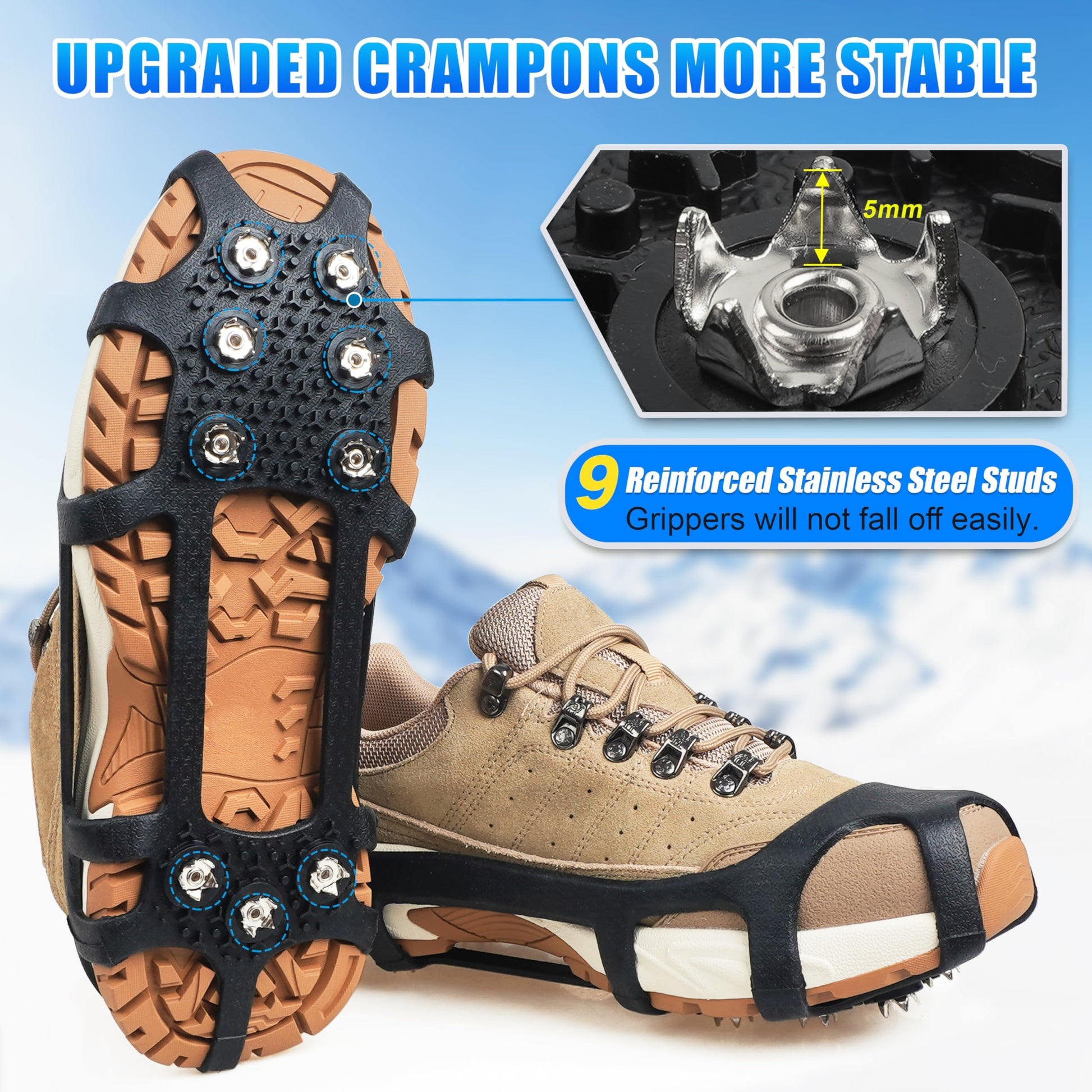 Ice Grips Shoe Spikes Anti-Slip Metal Crampons for Boots – One Size