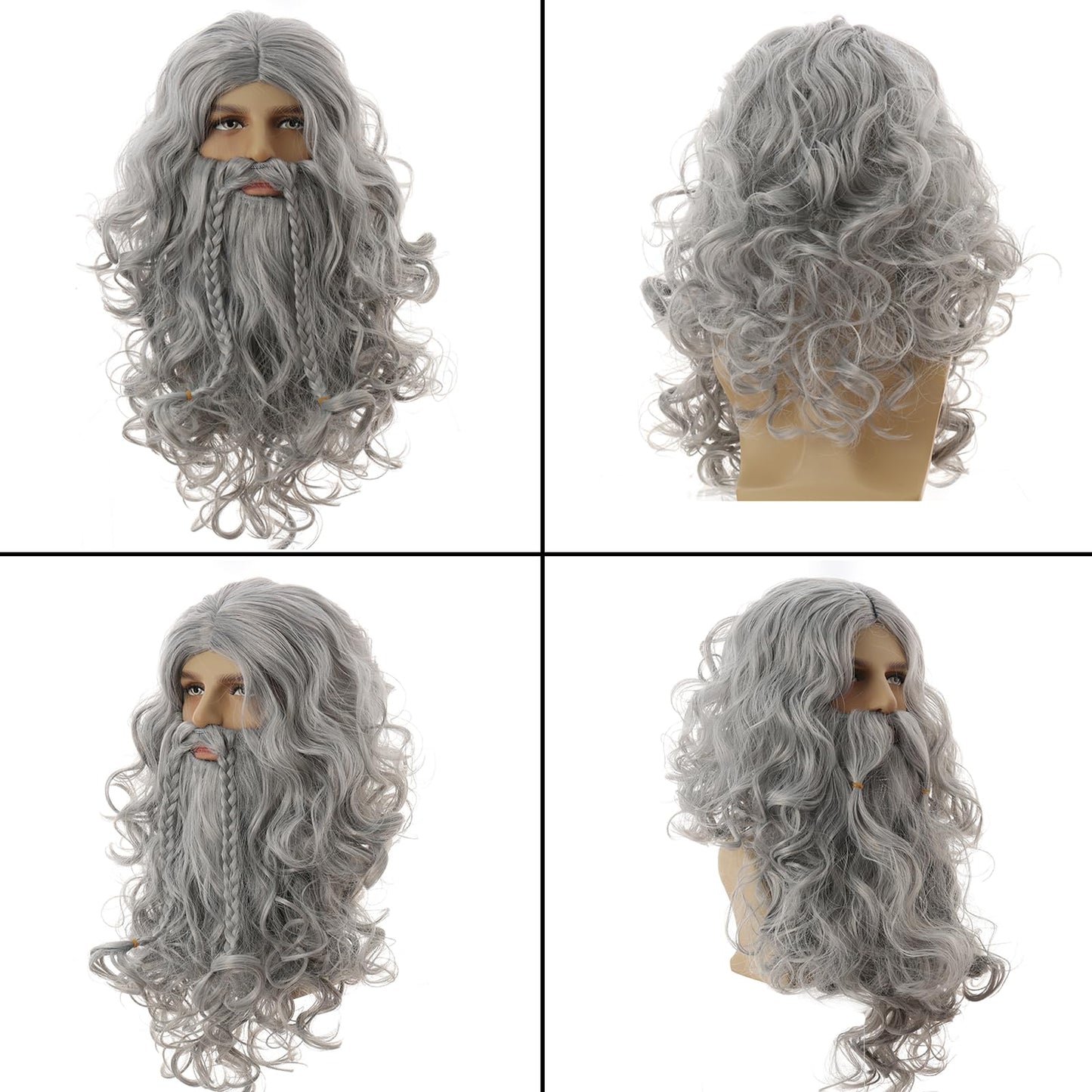 Men's Gray Curly Wig Synthetic Hair for Cosplay – Off-White