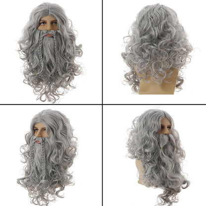 Men's Gray Curly Wig Synthetic Hair for Cosplay – Off-White
