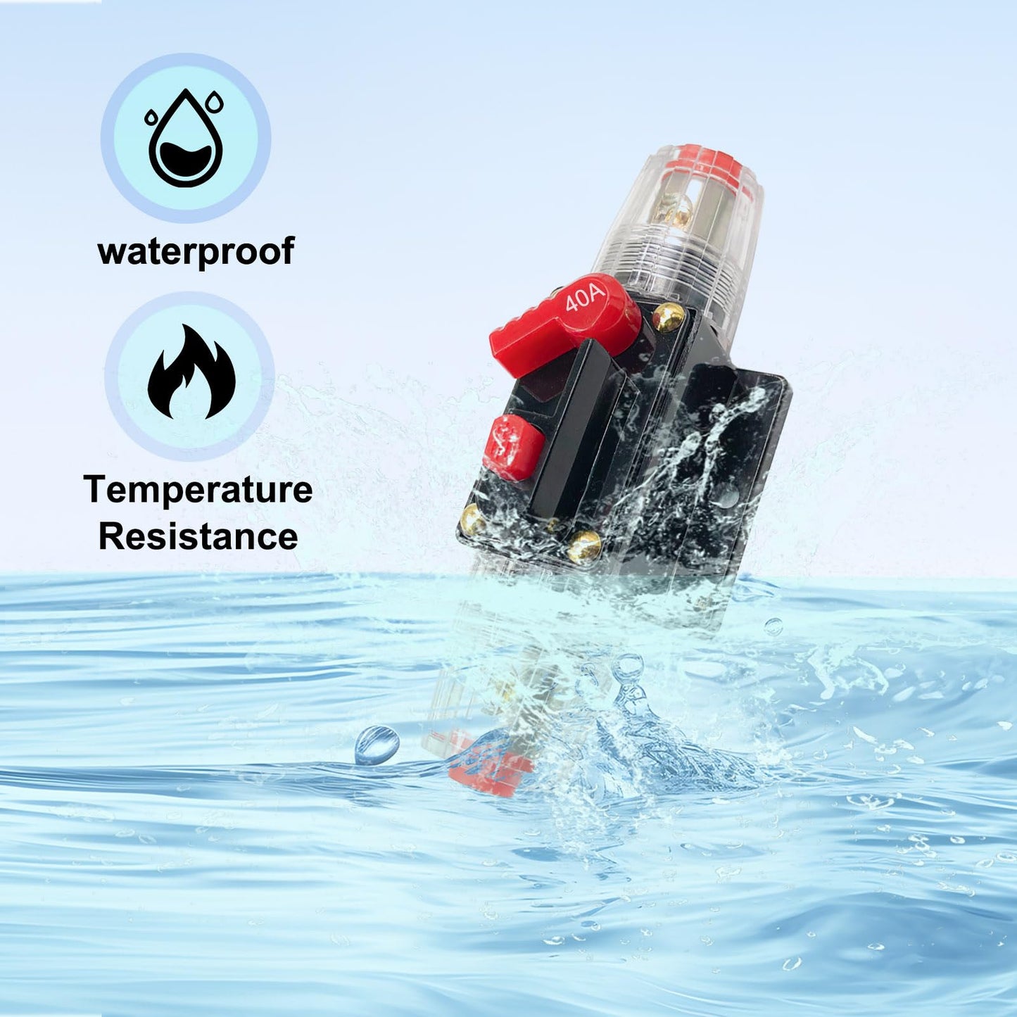 Inline Resettable Fuse Holder 40A 12–24V DC Automotive Marine Solar Protection – 40A
