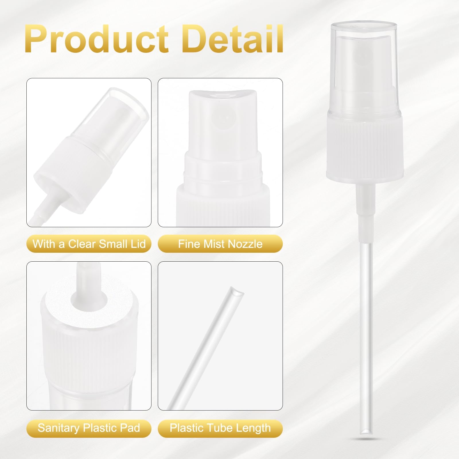 Spray Bottle Pump Heads 50-pack 18/410 Fine Atomizer Reusable Replacement – White