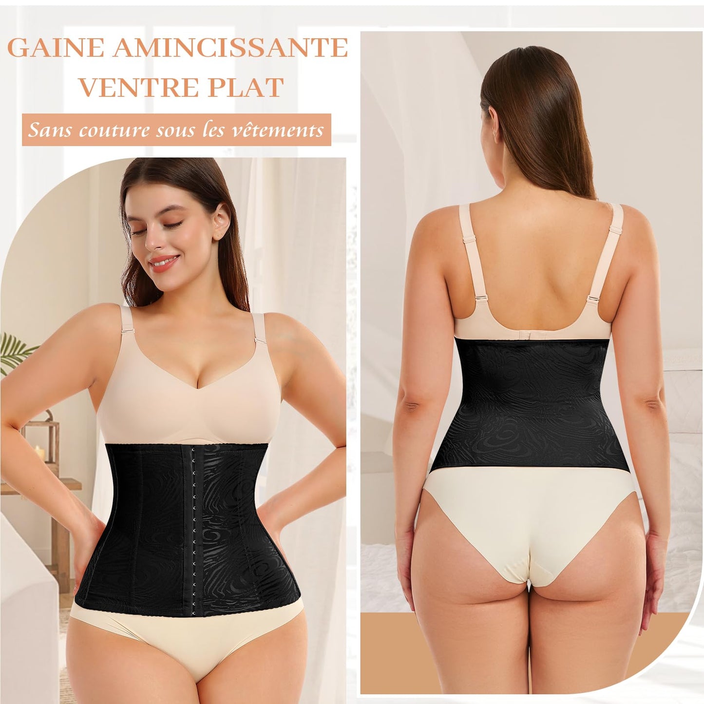 Slimming belt, flat stomach, women, mesh, slimming corset, figure-shaping, figure-shaping, belt, black, 46