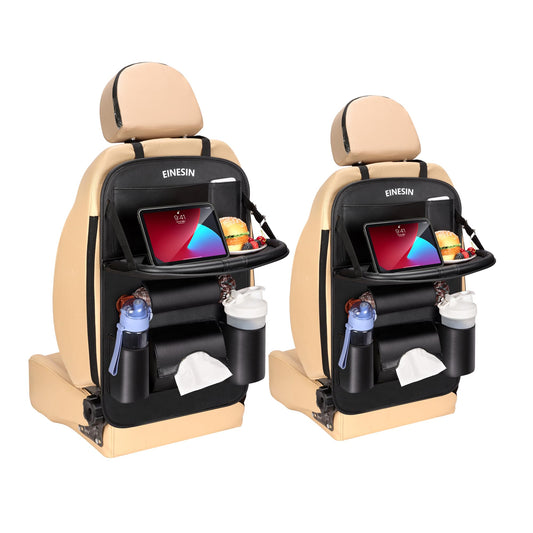 Einesin Car Seat Organizer with Table, Car Back Seat Organizer for Kids, Multifunctional Waterproof Back Seat Organizer with
