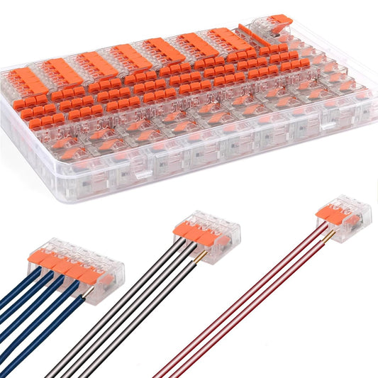 75-piece Lever Wire Connector Set 2-3-5 Conductors – Orange