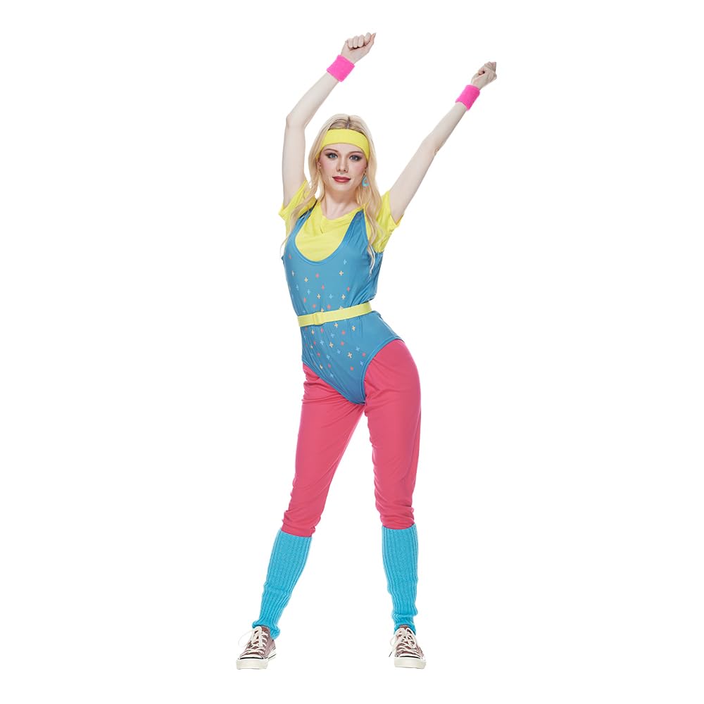 Women's Retro 80s Aerobic Outfit Sportswear Cosplay – One Size