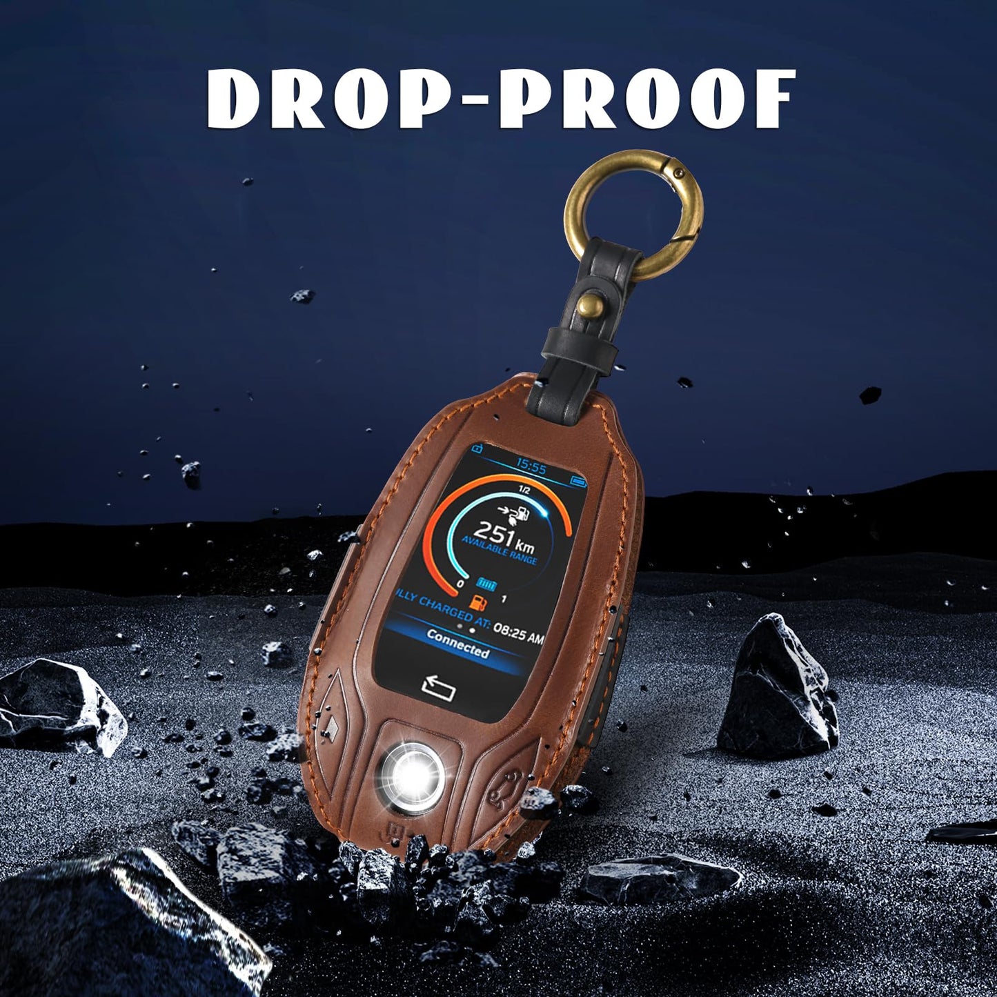 BMW Leather Key Case Cover with LCD Display Compatible G01/G02/G05/G07/X3/X4/X5/X7 – Brown