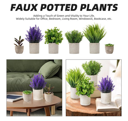 ilauke Artificial Plants, 6 Pack Small Artificial Plants, Artificial Plant with Pot, Plastic Plant Fake Plant Potted Plant