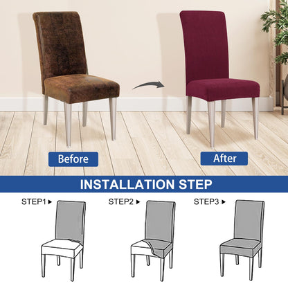 4-Piece Stretch Chair Covers Universal Cat-Scratch Resistant Chair Slipcovers – Burgundy