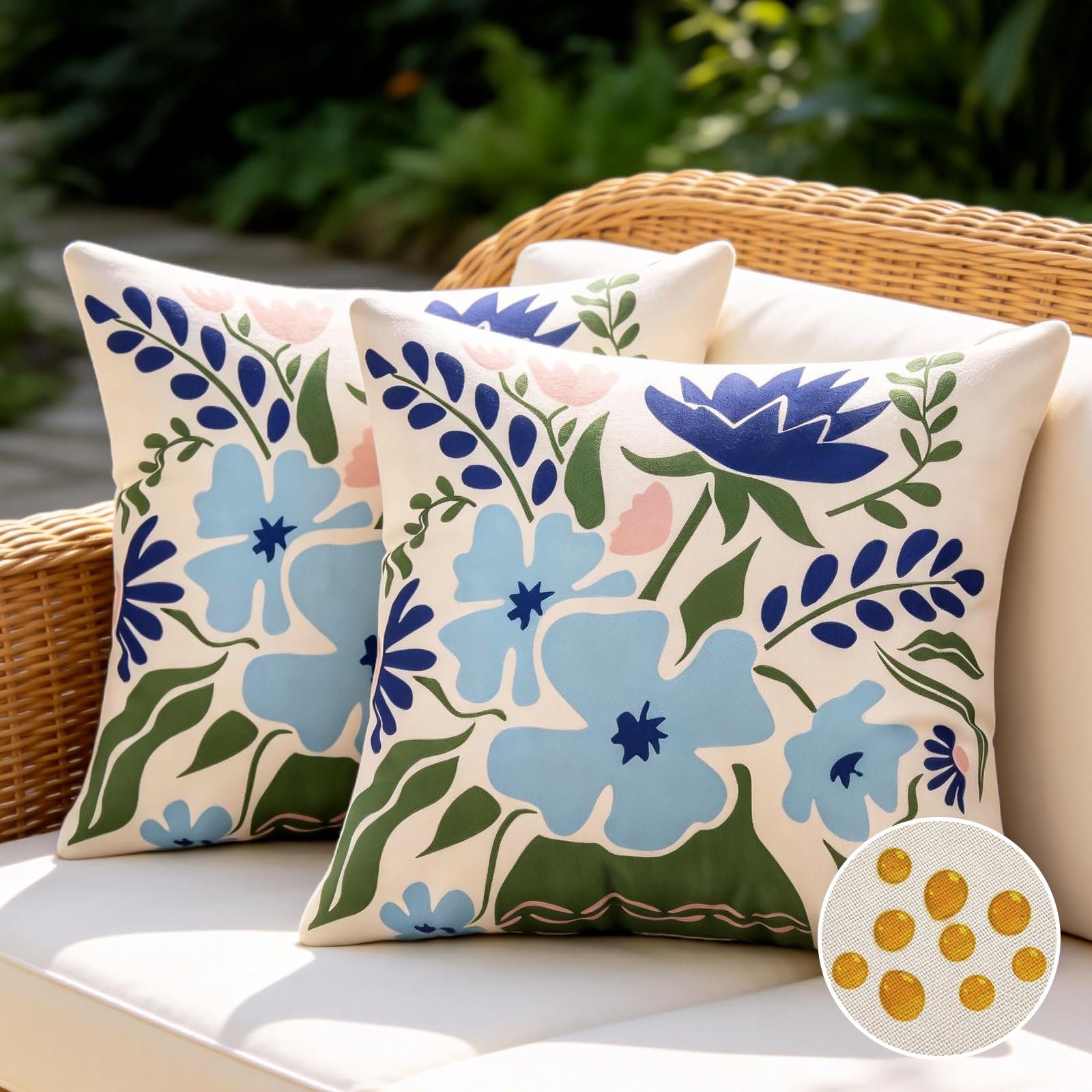Outdoor Cushion Cover Waterproof Linen Hidden Zipper, Set of 2 – 40x40cm