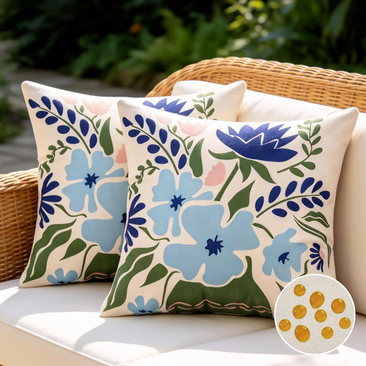 Outdoor Cushion Cover Waterproof Linen Hidden Zipper, Set of 2 – 40x40cm