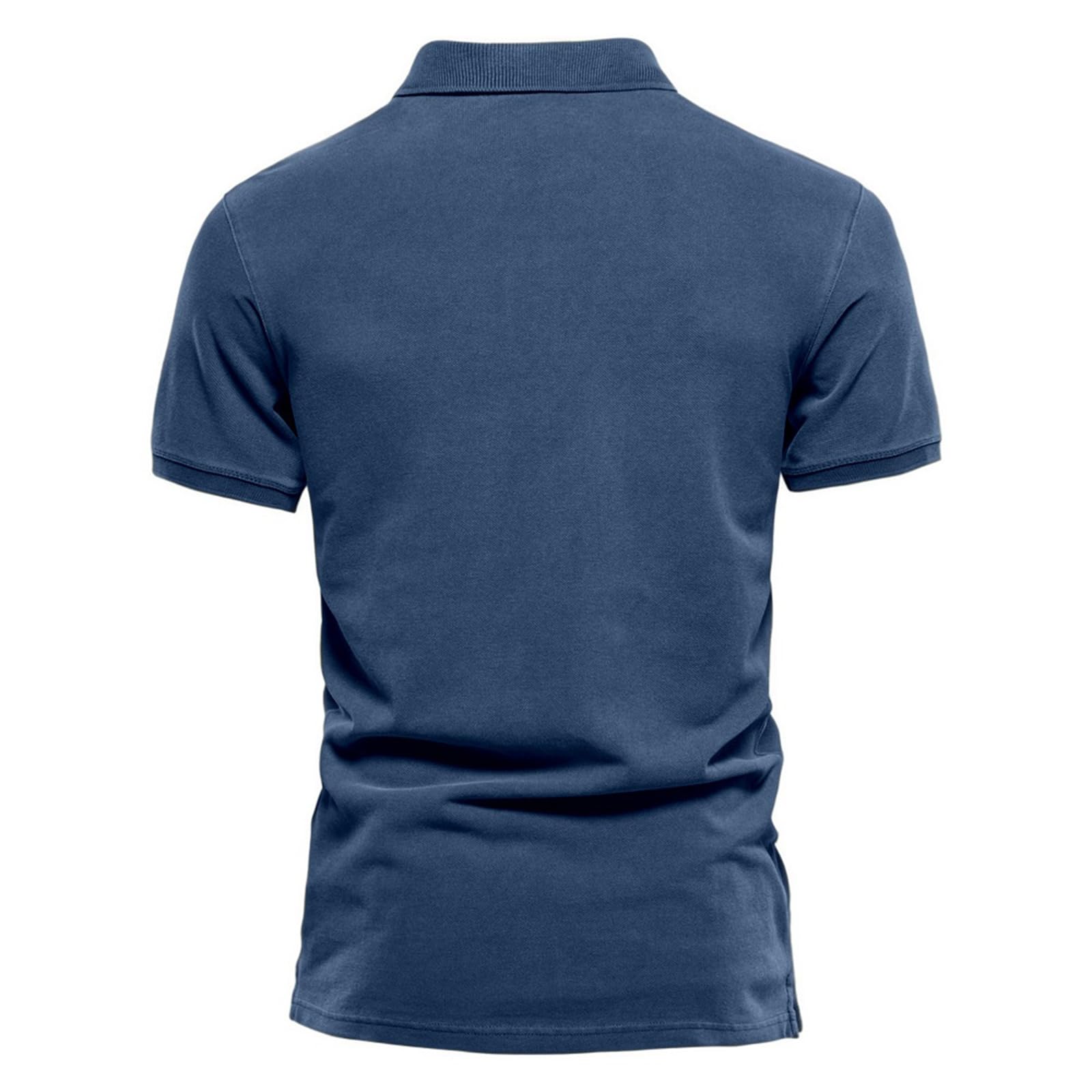 Men’s Cotton Polo Shirt Short Sleeve Casual – Blue XL