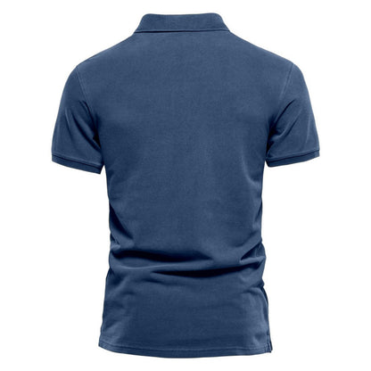 Men’s Cotton Polo Shirt Short Sleeve Casual – Blue XL