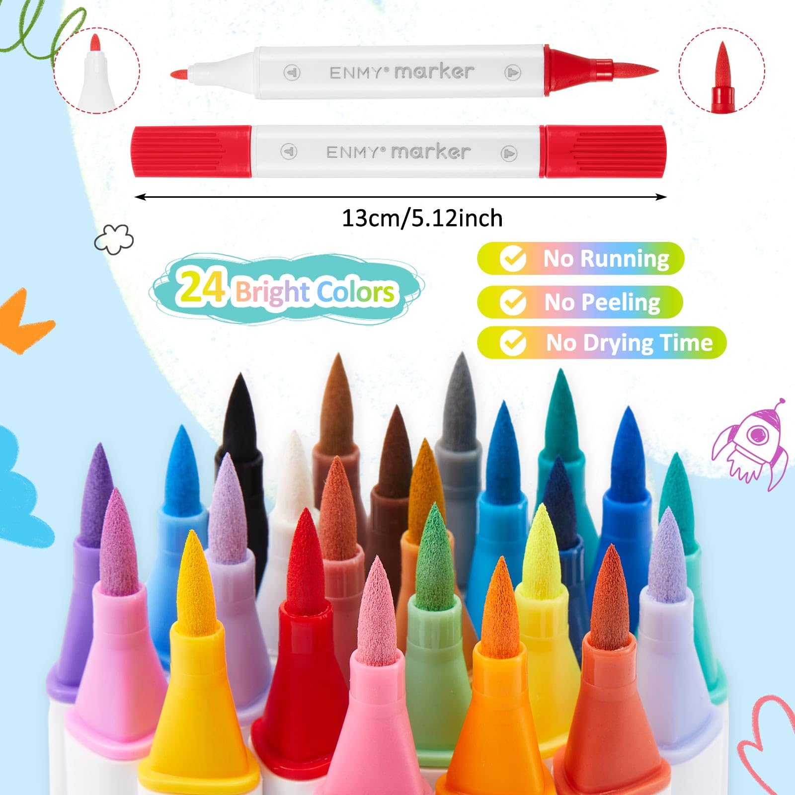 Tenare 24 Porcelain Paint Pens Dual Tip Set for Mugs Glass Ceramics – 24 Colours