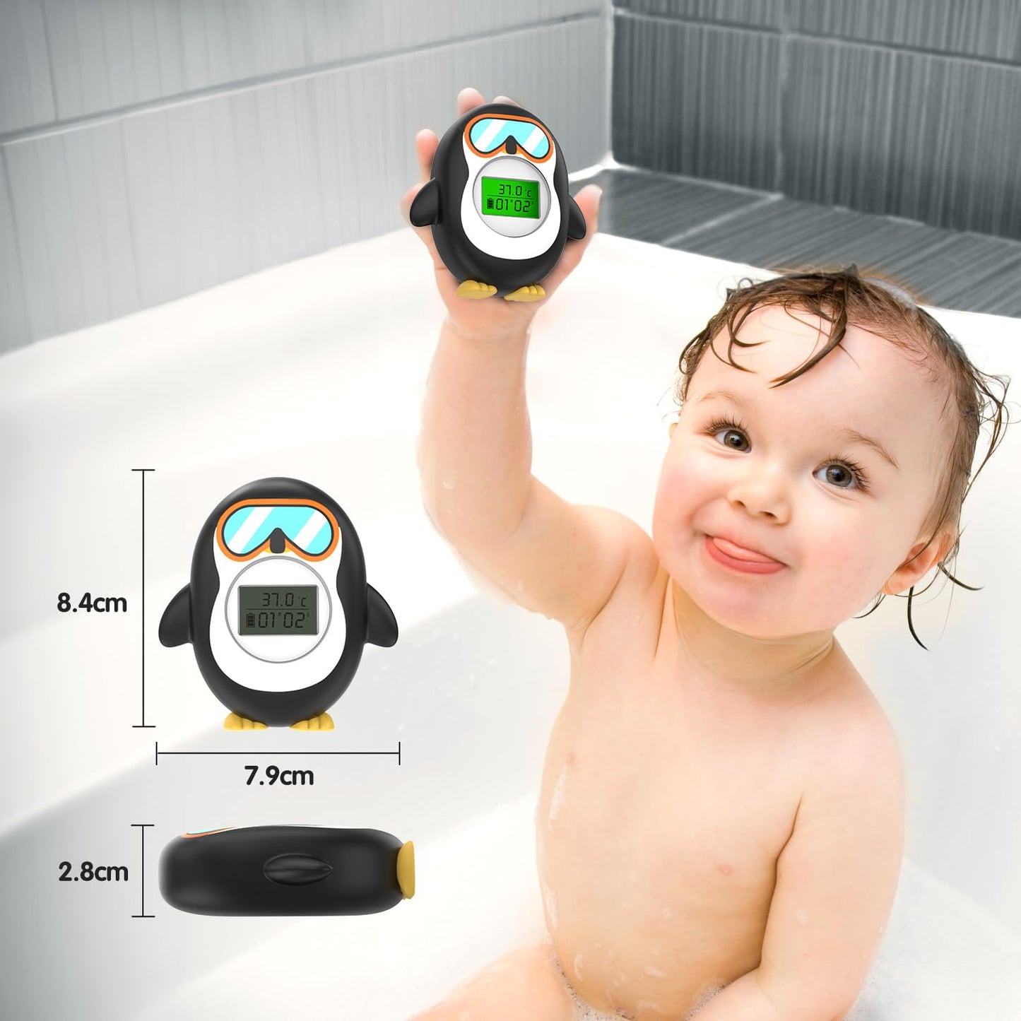 BIGKEYEOY Bath Thermometer for Baby, Safe Pregnancy Bath Thermometer with Battery Indicator, Floating Water Temperature