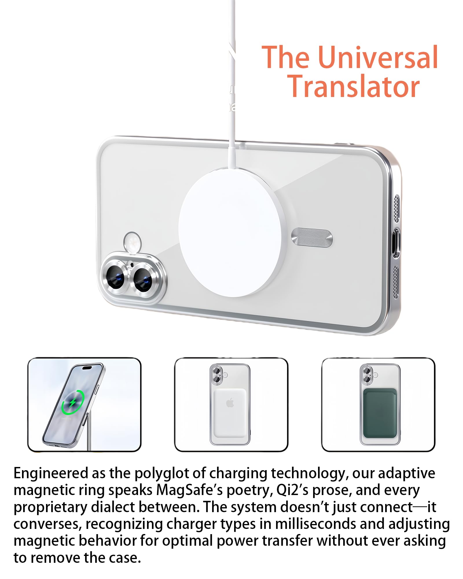 iPhone 17 Pro Magnetic Clear Soft Case with Tempered Glass Screen Protector Military Drop Protection Full Camera Cover –