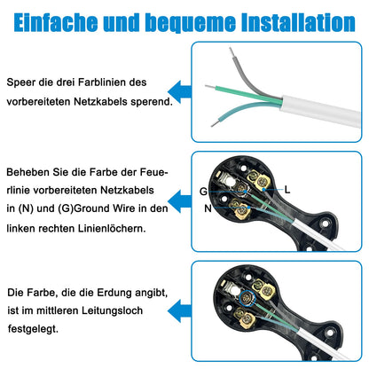 Extra-Flat Angled Schuko Plug 2-Pack 16A 250V Folding Handle for 3x1.5mm² Cables – Black