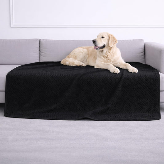 Waterproof Dog Blanket Reversible Sherpa Fleece 127x152cm Machine-Washable – Black
