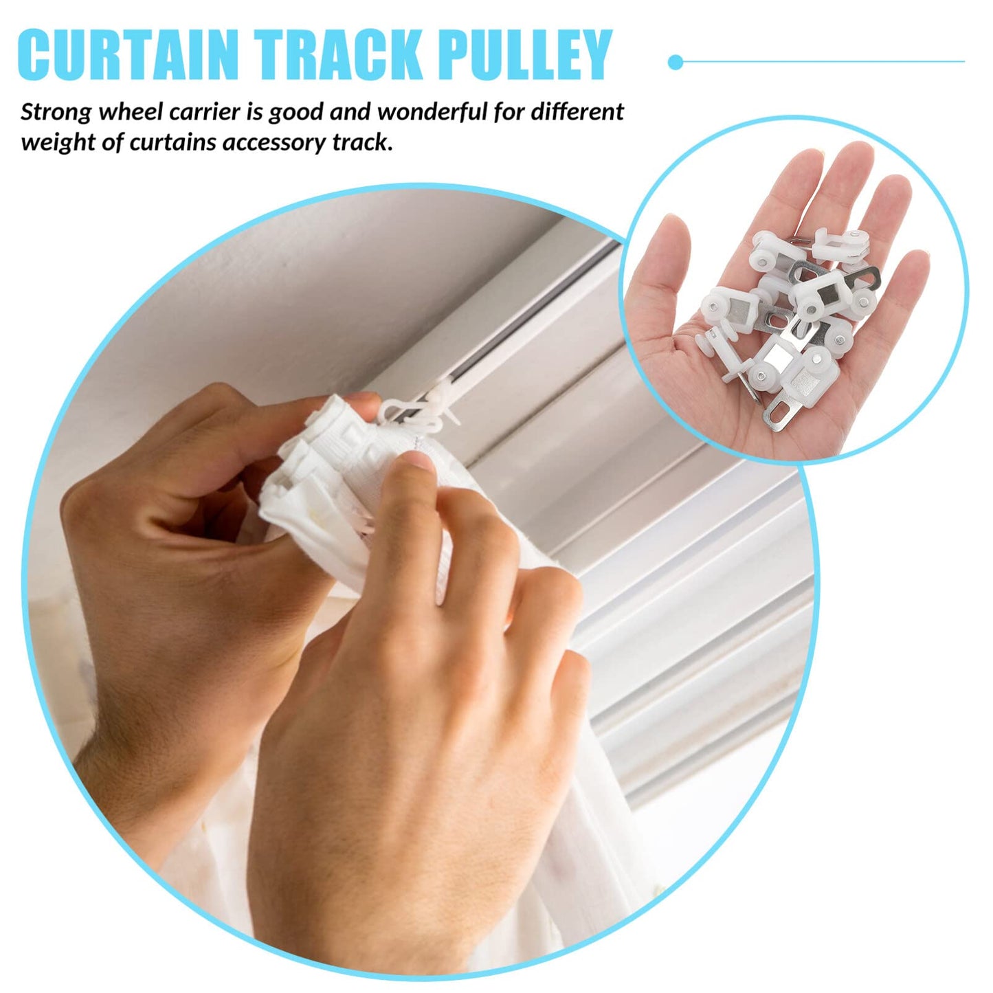 Angoily 50pcs Curtain Track Roller Silent Ceiling Rollers Drapery Gliders Glider Curtain Rod Hooks for Window