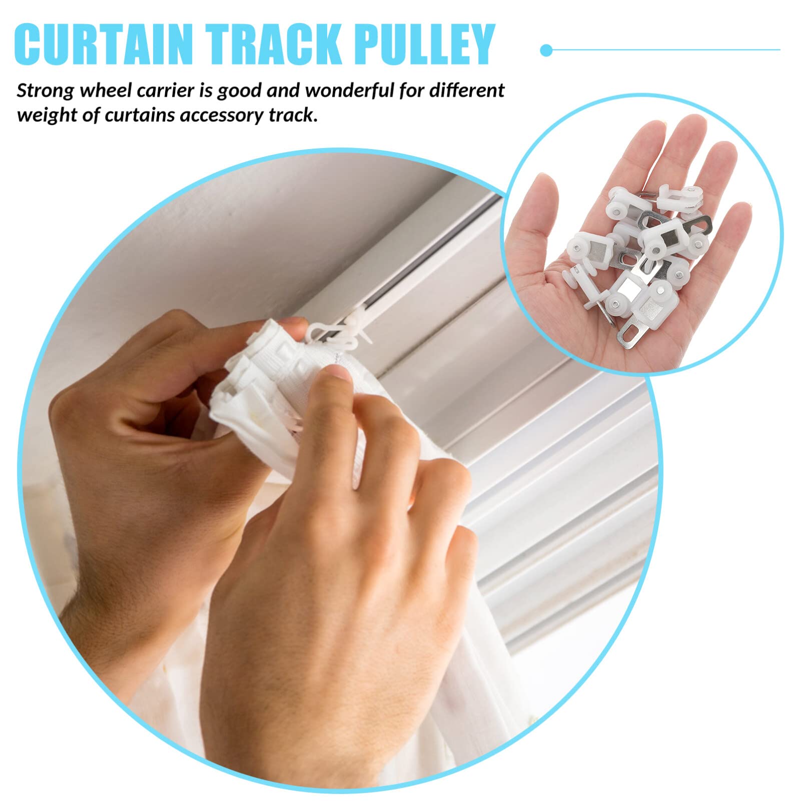 Angoily 50pcs Curtain Track Roller Silent Ceiling Rollers Drapery Gliders Glider Curtain Rod Hooks for Window