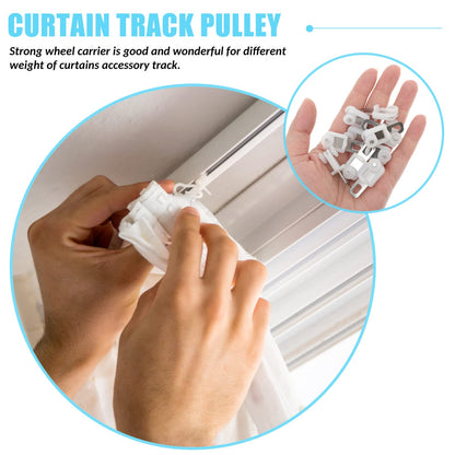 Angoily 50pcs Curtain Track Roller Silent Ceiling Rollers Drapery Gliders Glider Curtain Rod Hooks for Window