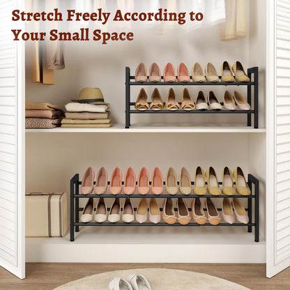2-Tier Adjustable Metal Shoe Rack for Space-Saving – Black