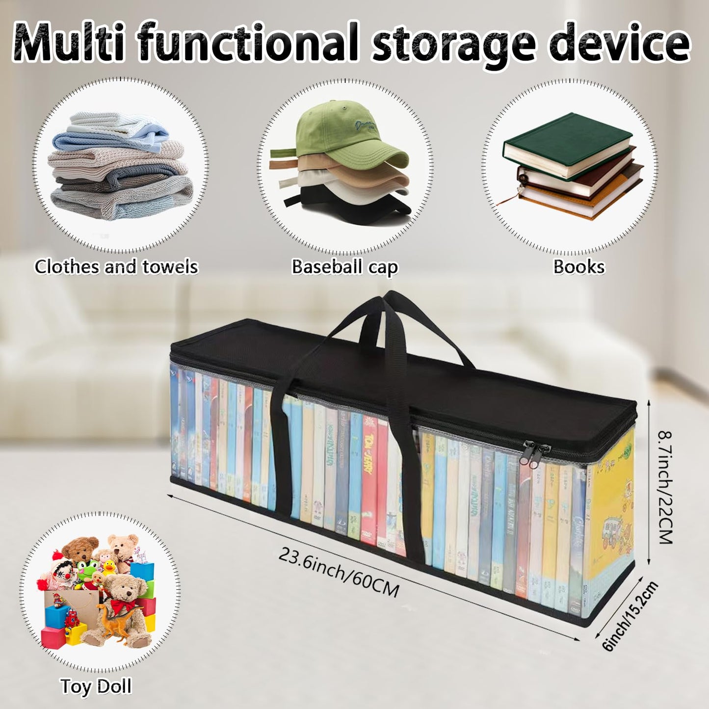Baseball Cap Storage Organizer Transparent Dustproof Bag Holds 40 Hats – Clear