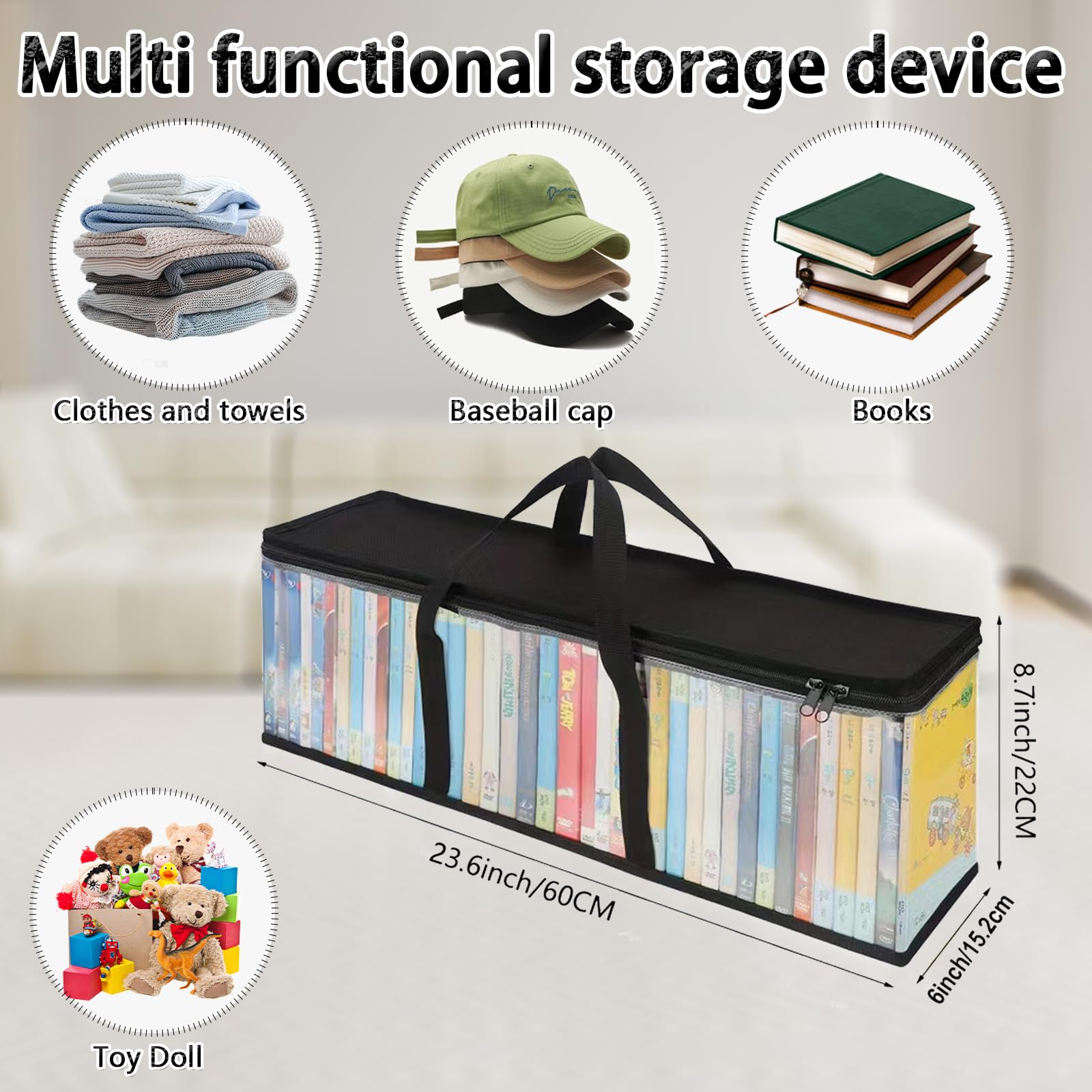 Baseball Cap Storage Organizer Transparent Dustproof Bag Holds 40 Hats – Clear