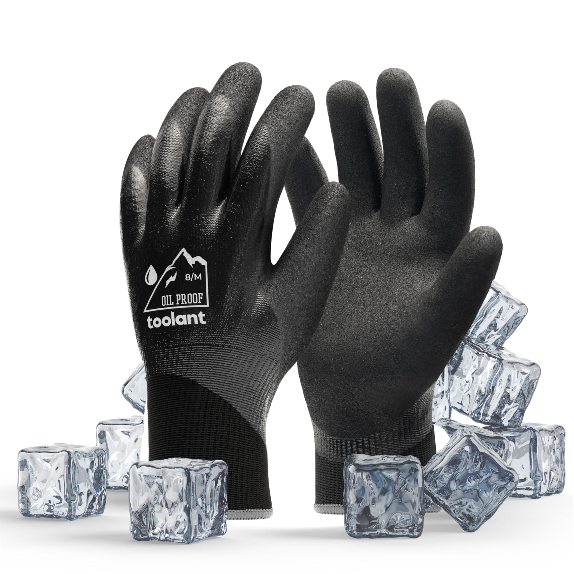 Waterproof Nitrile Work Gloves Double Coated Oil-Resistant Grip – Black M