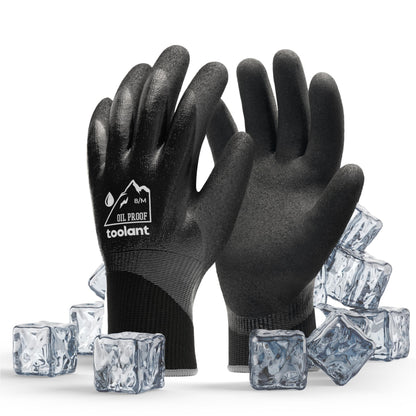 Waterproof Nitrile Work Gloves Double Coated Oil-Resistant Grip – Black M