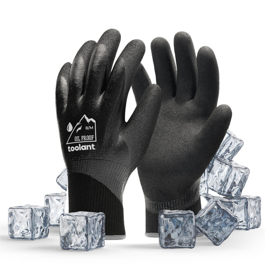 Waterproof Nitrile Work Gloves Double Coated Oil-Resistant Grip – Black M