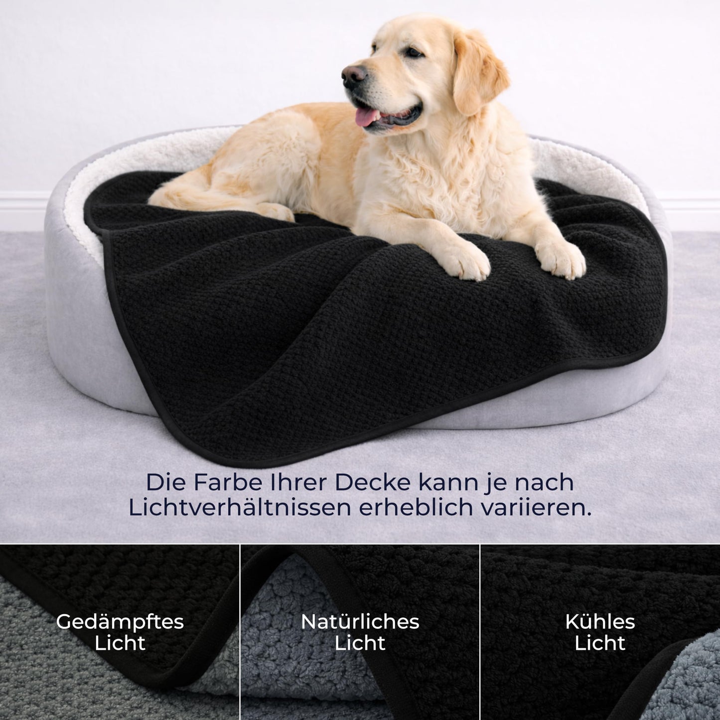 Waterproof Dog Blanket Reversible Sherpa Fleece 127x152cm Machine-Washable – Black