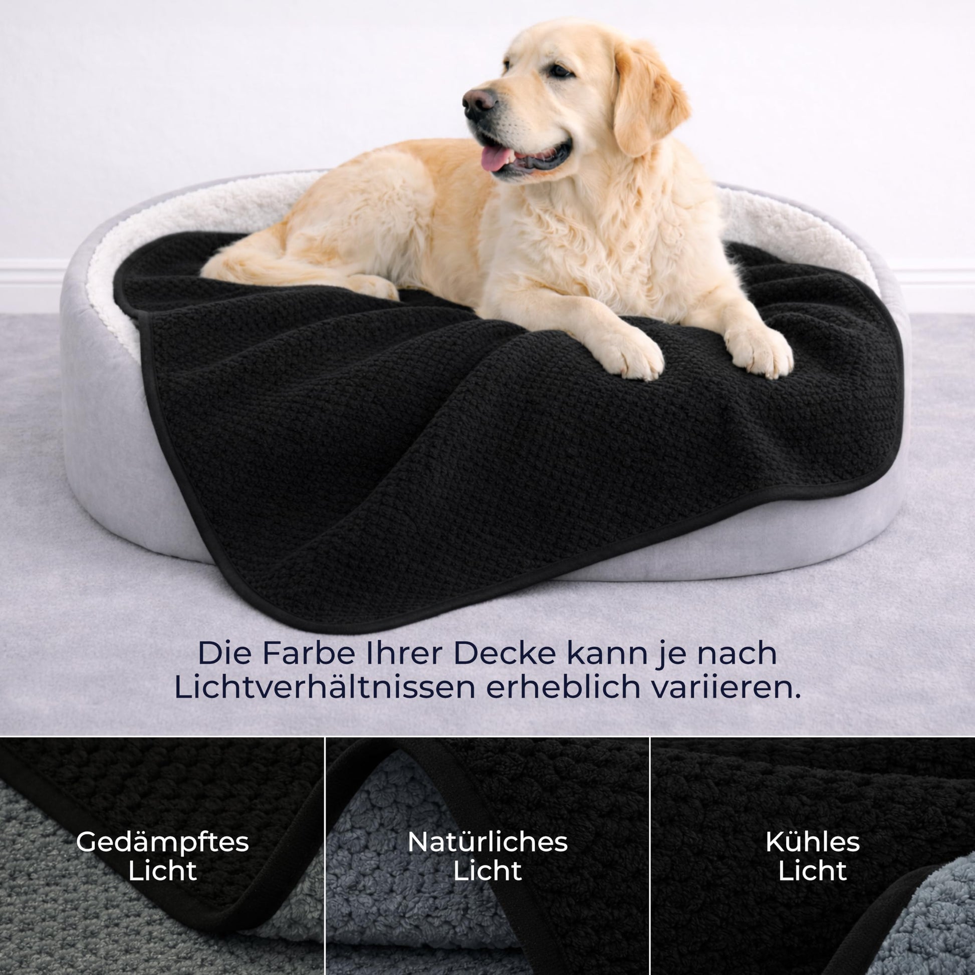 Waterproof Dog Blanket Reversible Sherpa Fleece 127x152cm Machine-Washable – Black