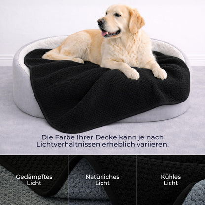 Waterproof Dog Blanket Reversible Sherpa Fleece 127x152cm Machine-Washable – Black