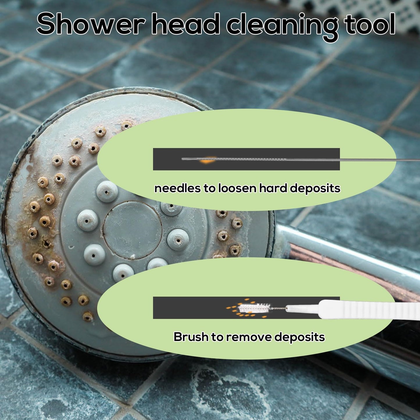 Shower Head Cleaning Brush Set 40pcs Unclog Small Nozzles – Orange 40pcs