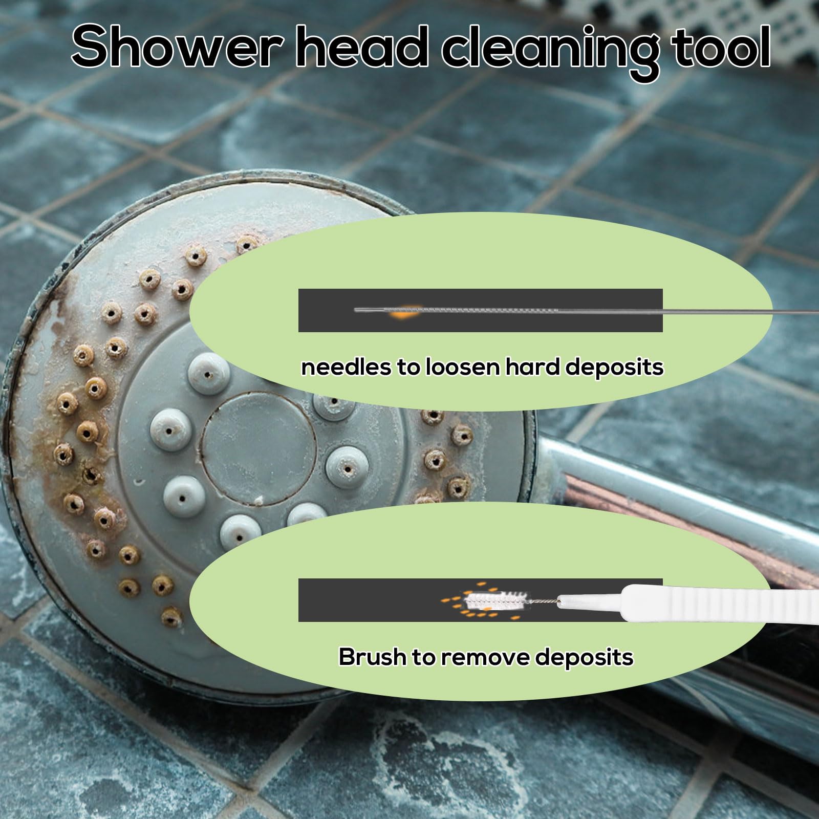Shower Head Cleaning Brush Set 40pcs Unclog Small Nozzles – Orange 40pcs