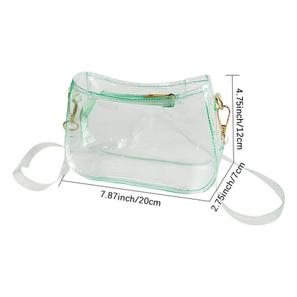 Transparent PVC Crossbody Bag Waterproof Adjustable Strap 20x12x7cm – Mint Green