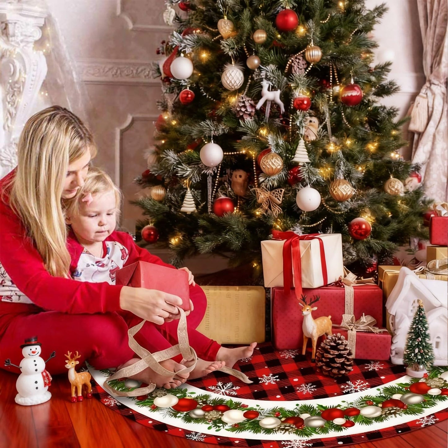 Christmas Tree Skirt 120cm Round Base for Holiday Party Decorations – Bell