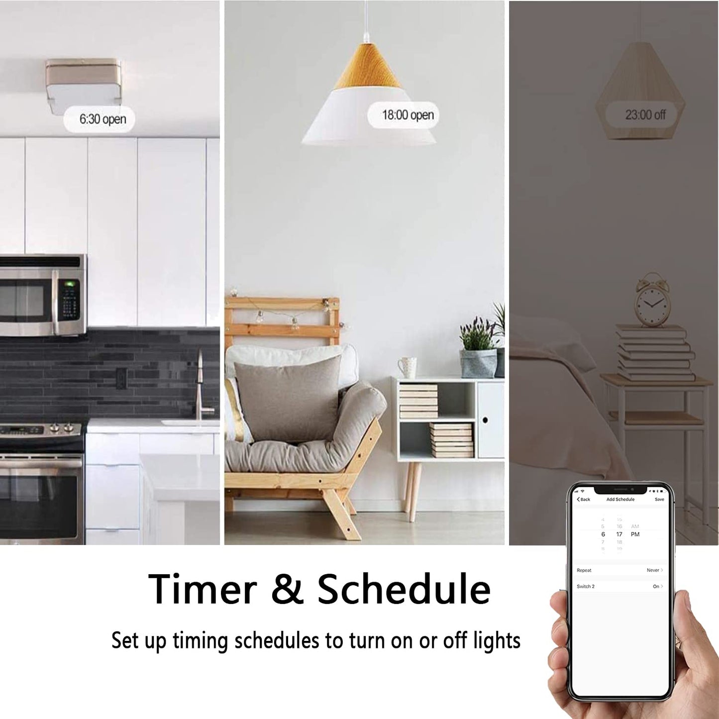 Smart Light Switch 2 Gang Wi-Fi Alexa & Google Compatible with Timer Function – White