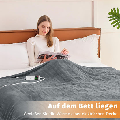 Heated Blanket 10 Heat Settings Automatic Shut-Off Fluffy – Grey 130x180 cm